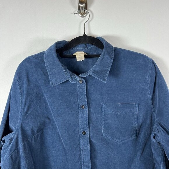 Duluth Trading Co Women’s Sz XXL Navy Blue Long Sleeves Button Up Corduroy Shirt - Picture 3 of 9